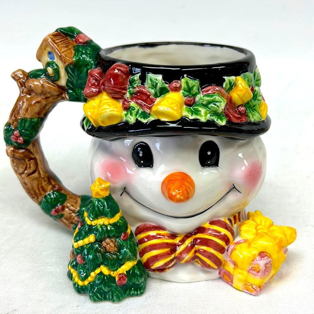 Large ceramic 3D Snowman Christmas  mug